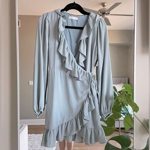 Lani the label long sleeve blue ruffle dress